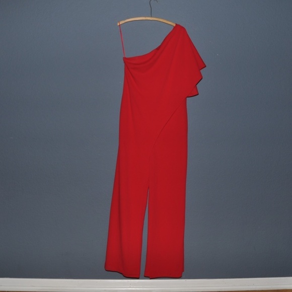 ADRIANNA PAPELL Flutter One Shoulder Jumpsuit 12 - Picture 5 of 10